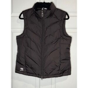 Predator Women's Down Puffer Vest Brown Chevron Quilted Jacket - Size Large
